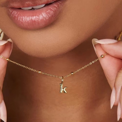 18k Goldplattiert 925 Sterling Silber Metall 26 Alphabet Anfangsbuchstaben Charme Halsketten