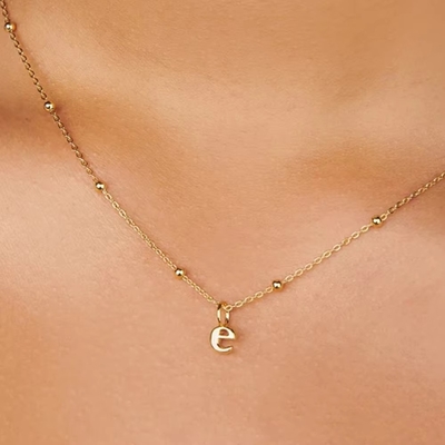 18k Goldplattiert 925 Sterling Silber Metall 26 Alphabet Anfangsbuchstaben Charme Halsketten