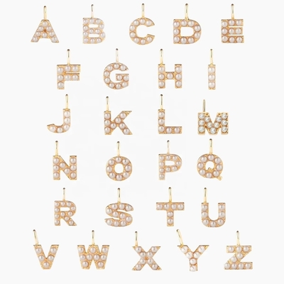 925 Sterling Silber Alphabets Ohrringe Stiele Trendy Schmuck Perle Gold Alphabets Initial Letter Charm Anhänger