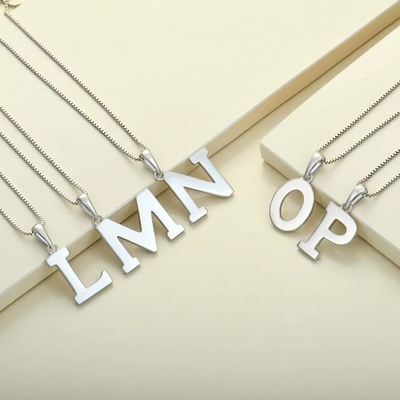 925 Sterling Silber Alphabetschrift Halskette Anhänger Personalisierte Initial Charms Schmuck