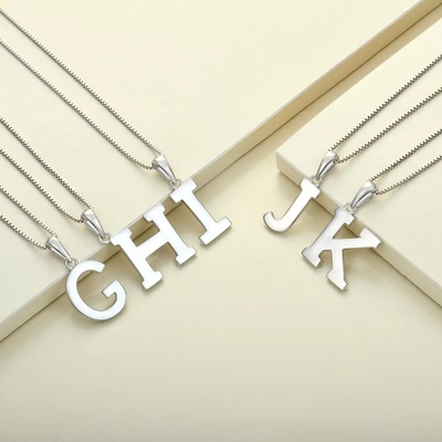 925 Sterling Silber Alphabetschrift Halskette Anhänger Personalisierte Initial Charms Schmuck