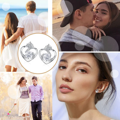 11x9.5mm 1.5g Sterling Silver Heart Earrings 3A silberner Herz-Bolzen SGS