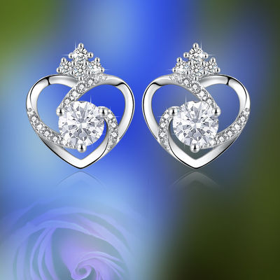 11x9.5mm 1.5g Sterling Silver Heart Earrings 3A silberner Herz-Bolzen SGS