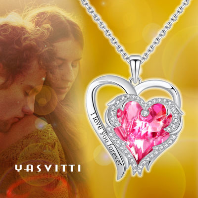 0.9x1.18in Herz-hängender Halskette SGS modischer Crystal Heart Pendant Liebes-0.22oz