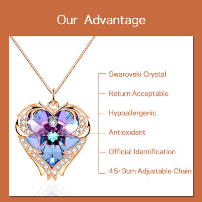 Herz-Form-Anhänger 8.2g 1.5ft Crystal Heart Necklace Slightly Askew
