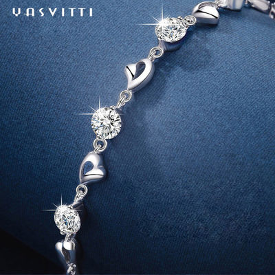 7.9in 4.6g Sterling Silver Jewelry Bracelets Sterling silbernes Herz-Armband ODM