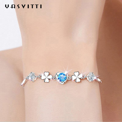 7.7in 0.15oz Sterling Silver Jewelry Bracelets modisches vier Blatt-Klee-Armband SGS
