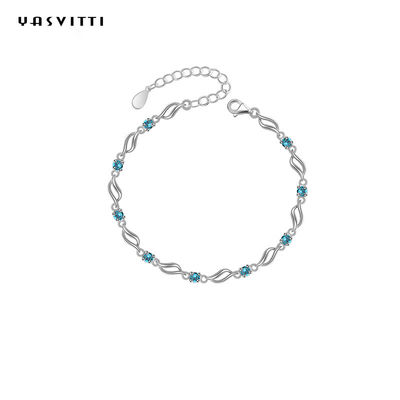 silberne justierbare Armbänder 4.5g 0.62ft modischer Rhodium überzog blauen Crystal Bracelet