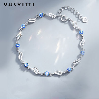 silberne justierbare Armbänder 4.5g 0.62ft modischer Rhodium überzog blauen Crystal Bracelet