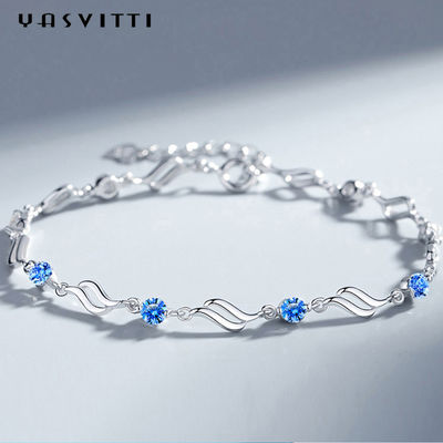silberne justierbare Armbänder 4.5g 0.62ft modischer Rhodium überzog blauen Crystal Bracelet