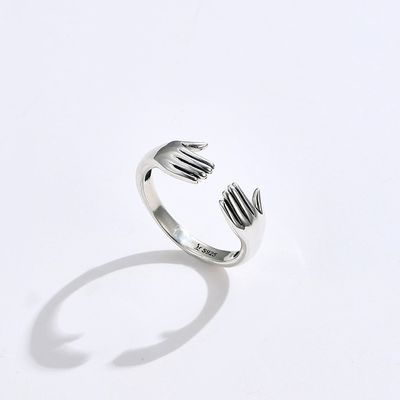 Ring Finger-Ring For Womens 925 Sterling Silver Double Hand Shape