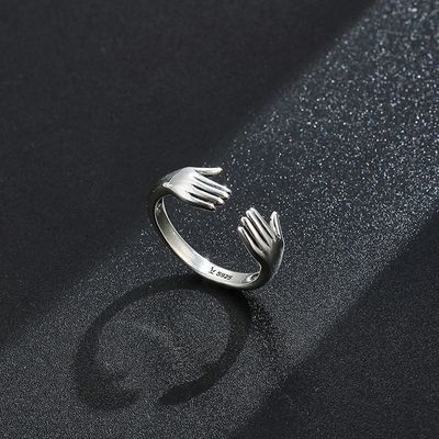 Ring Finger-Ring For Womens 925 Sterling Silver Double Hand Shape