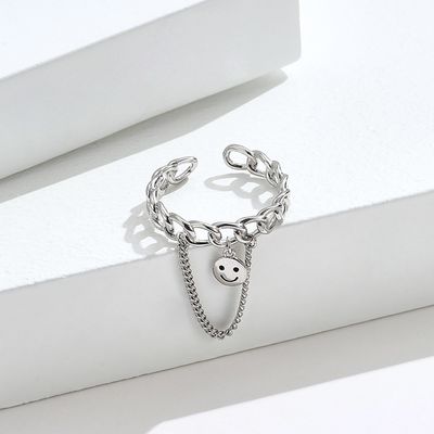 0.08CM 1.7g Sterling Silver Jewelry Rings Unisex Festival-lächelnder Gesichts-Ring