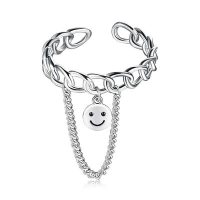 0.08CM 1.7g Sterling Silver Jewelry Rings Unisex Festival-lächelnder Gesichts-Ring