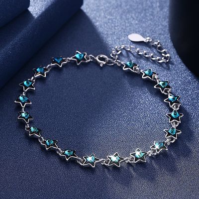 21.7cm 0.22oz Sterling Silver Slider Bracelets Fiance Silber-Crystal Bracelet ODM