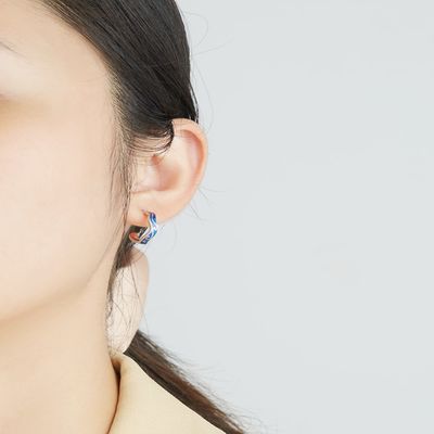 Mond-Stern-Ohrring 0.07oz 1.4x1.2cm Sterling Silver Jewelry Earrings Blue modischer
