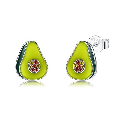 1.1x0.9cm 2.29g Sterling Silver Jewelry Earrings Unisex Avocado-Ohrring-Bolzen