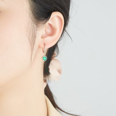 2.1x0.7cm 2.3g Sterling Silver Heart Shaped Earrings Crystal Snake Hoop Earring Soem