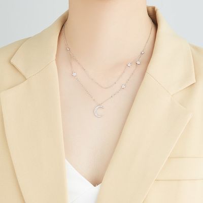 18in 2.9g Sterling Silver Necklace Chains AAAAA CZ Doppelkette-Halskette ODM
