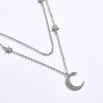 18in 2.9g Sterling Silver Necklace Chains AAAAA CZ Doppelkette-Halskette ODM