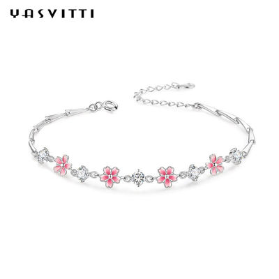 Zircon Cherry Blossom Bracelet 0.16oz 0.19m Sterling Silver Jewelry Bracelets S925