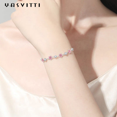 Zircon Cherry Blossom Bracelet 0.16oz 0.19m Sterling Silver Jewelry Bracelets S925