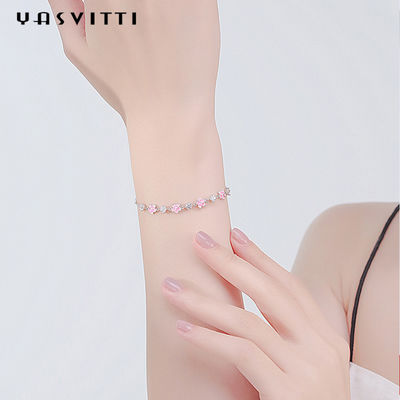 Zircon Cherry Blossom Bracelet 0.16oz 0.19m Sterling Silver Jewelry Bracelets S925