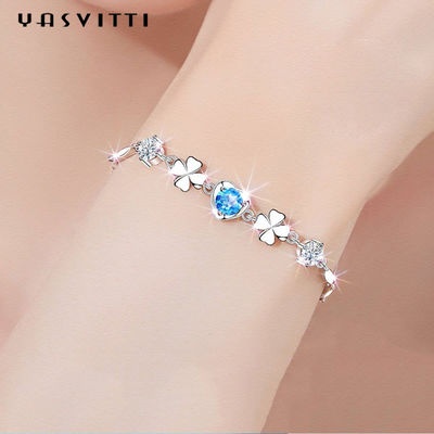 7.7in 0.15oz Sterling Silver Jewelry Bracelets modisches vier Blatt-Klee-Armband SGS