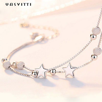 0.99m 0.14oz Sterling Silver Jewelry Bracelets CZ vier Blatt Rose Gold Bracelet