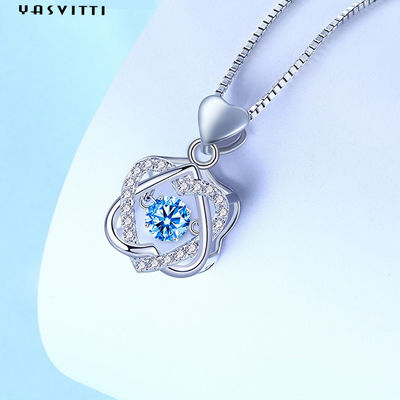1.2x2cm 2.2g Sterling Silver Jewelry Necklaces S925 spitze Stern-Halskette Herz-sechs