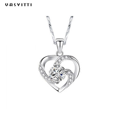 210mm 0.15oz 14k Goldedelstein-Crystal Necklace Festival Silver Heart hängendes ODM