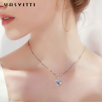 210mm 0.15oz 14k Goldedelstein-Crystal Necklace Festival Silver Heart hängendes ODM