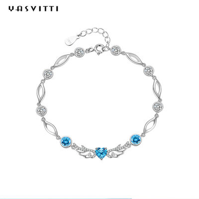 geometrisches 925 Blau 6.2g 0.21m Sterling Silver Jewelry Bracelets Inlaid Topaz Bracelet