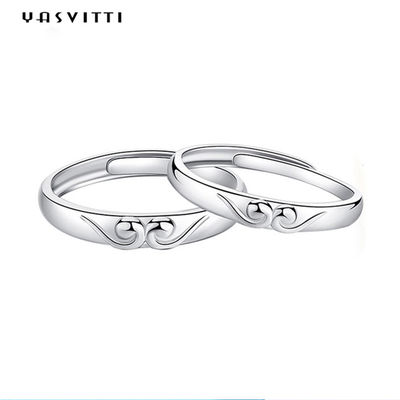 925 silbernes vergoldetes Paar schellt Verpflichtungs-Hochzeitstag-Silber-Ringe