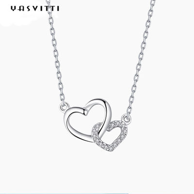 Weißgold-Herz 2.17g 18in hängendes ODM Valentine Silver Heart Pendant Necklace