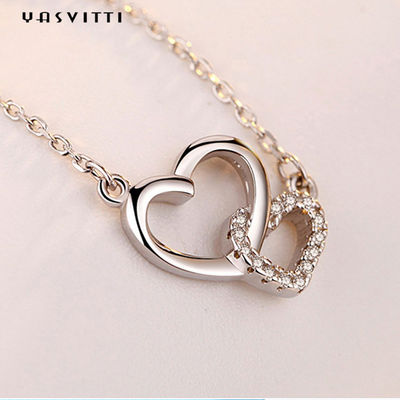 Weißgold-Herz 2.17g 18in hängendes ODM Valentine Silver Heart Pendant Necklace