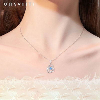 1,1 Gramm 16.76mm Sterling Silver Jewelry Necklaces 5A CZ Sapphire Stone Necklace