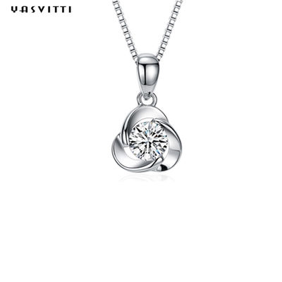 Klee-blaue Crystal Pendant Simple Zircon Ladys-Halsketten-Galvanisierungslegierungs-Halskette