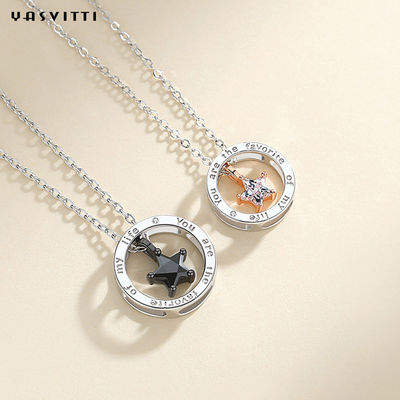 6.3in 316L SS Sterling Silver Jewelry Necklaces 1.3g Stern Diamond Necklace