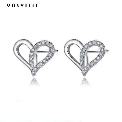 7.7x9.5mm Sterling Silver Heart Earrings Platinum überzogener silberner Ohrentropfen 1.1g