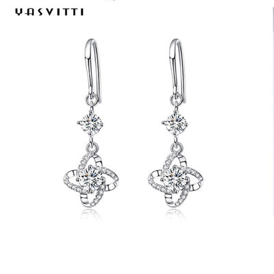 0.31x0.39in ZC Sterling Silver Jewelry Earrings Hypoallergenic vier Blatt-Klee-Ohrring