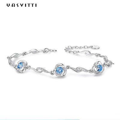 7.3in 5.2g Sterling Silver Jewelry Bracelets AAA CZ blaues Bergkristall-Armband