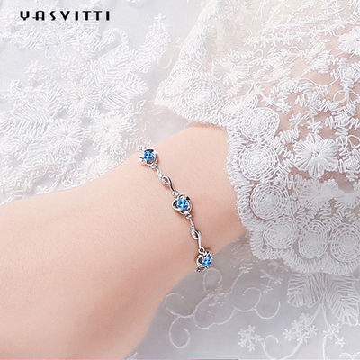 7.3in 5.2g Sterling Silver Jewelry Bracelets AAA CZ blaues Bergkristall-Armband