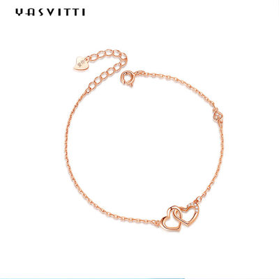 ODM 7.8in 304 SS-Schieber-Armband-Silber 18k Rose Gold Open Heart Bracelet