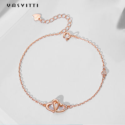 ODM 7.8in 304 SS-Schieber-Armband-Silber 18k Rose Gold Open Heart Bracelet