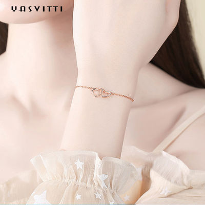 ODM 7.8in 304 SS-Schieber-Armband-Silber 18k Rose Gold Open Heart Bracelet