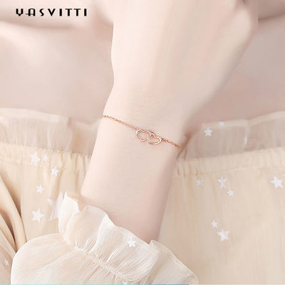 ODM 7.8in 304 SS-Schieber-Armband-Silber 18k Rose Gold Open Heart Bracelet