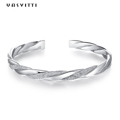 Torsions-Stulpen-Armband Rhodium 3g 13cm überzog silberne Armbänder CZ 925