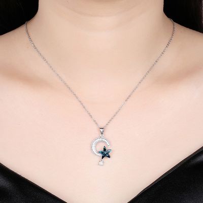 18.1in 4.2g Sun und silberne Halskette Mond-Crystal Necklace Thanksgiving Days 14k 925