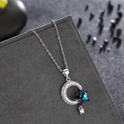 18.1in 4.2g Sun und silberne Halskette Mond-Crystal Necklace Thanksgiving Days 14k 925